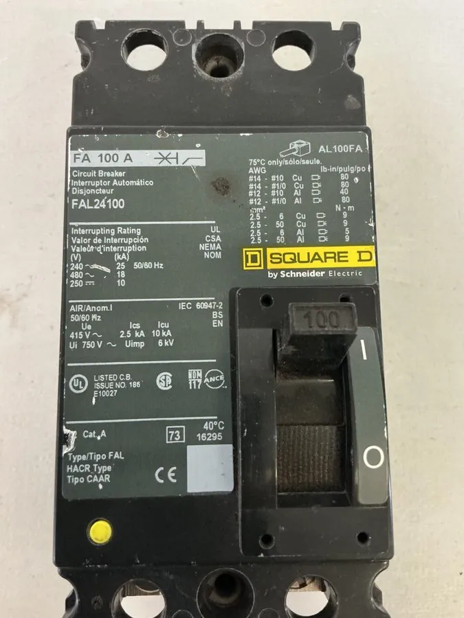 Автоматический выключатель Square D FAL FAP FAL24100 2 Pole 100 Amp 480V CIRCUIT — фото лота 1