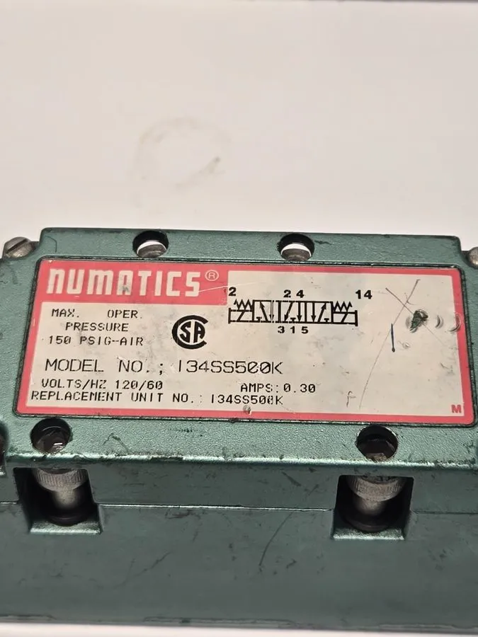 Электромагнитный клапан Numatics I34SS500K Pneumatic Solenoid Valve 100/120V 50/