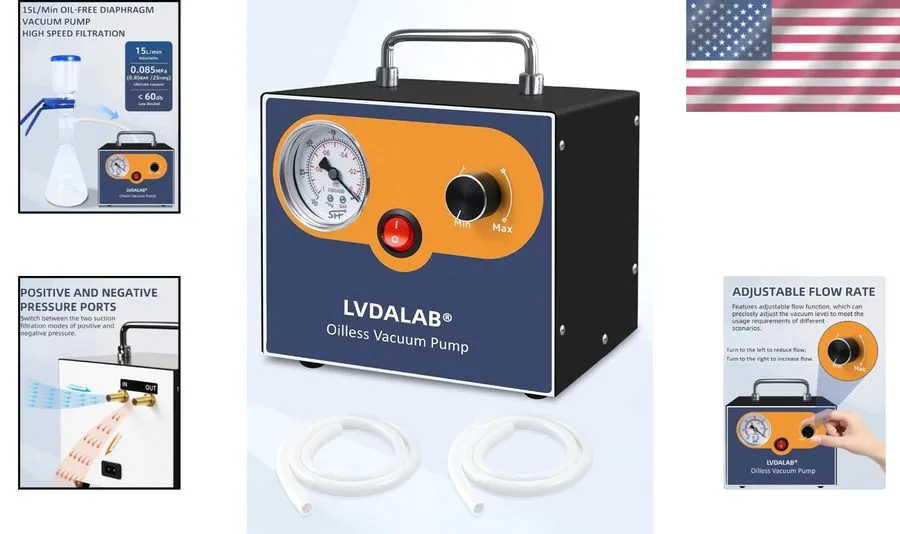 Насос Efficient Portable Diaphragm Vacuum Pump 15L/Min Adjustable & Quiet Operat
