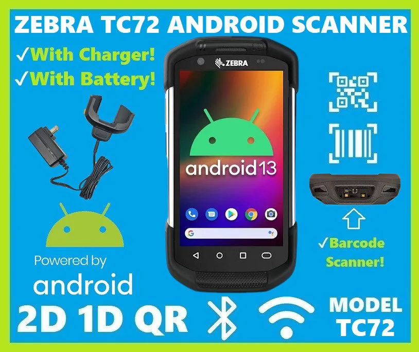Терминал сбора данных Zebra TC72 Handheld Barcode Scanner 2D/1D, Android 14, Goo