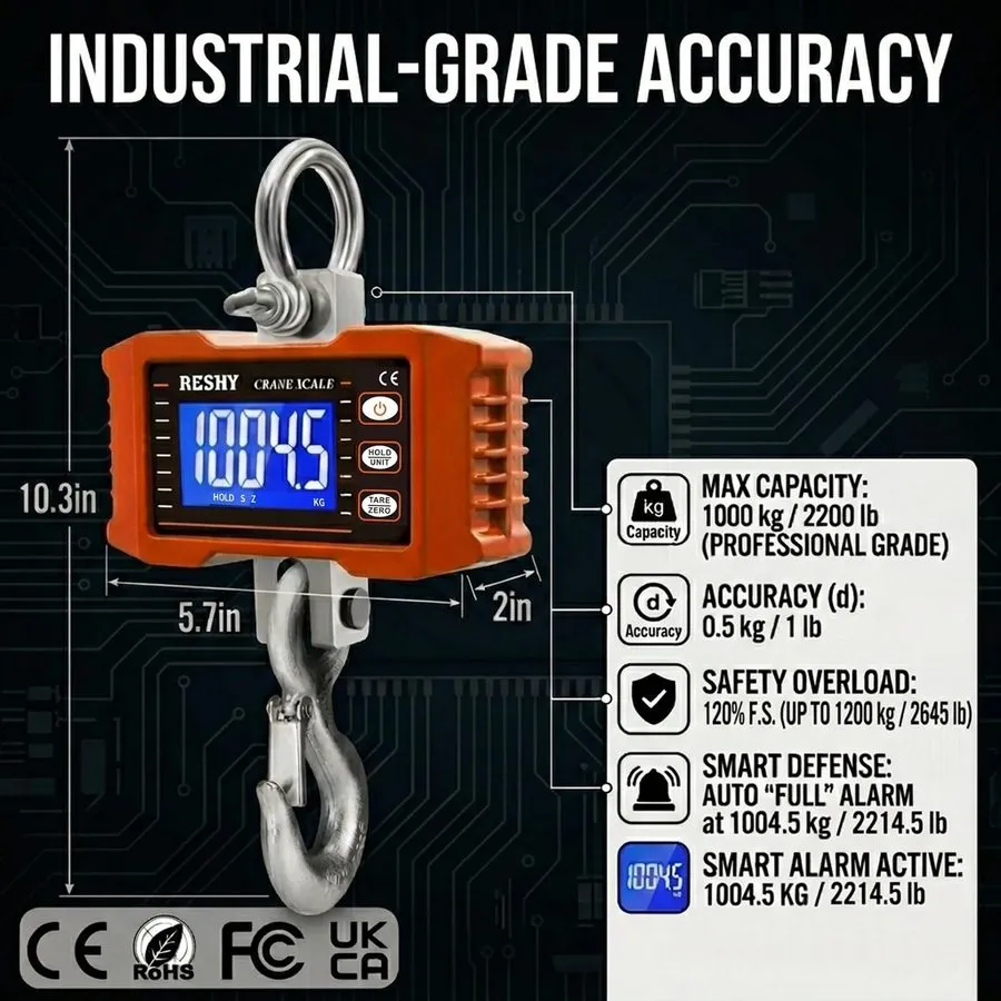 Весы Heavy Duty Digital Crane Scale 2200lb/1000Kg Industrial Hanging Scale — фото лота 2