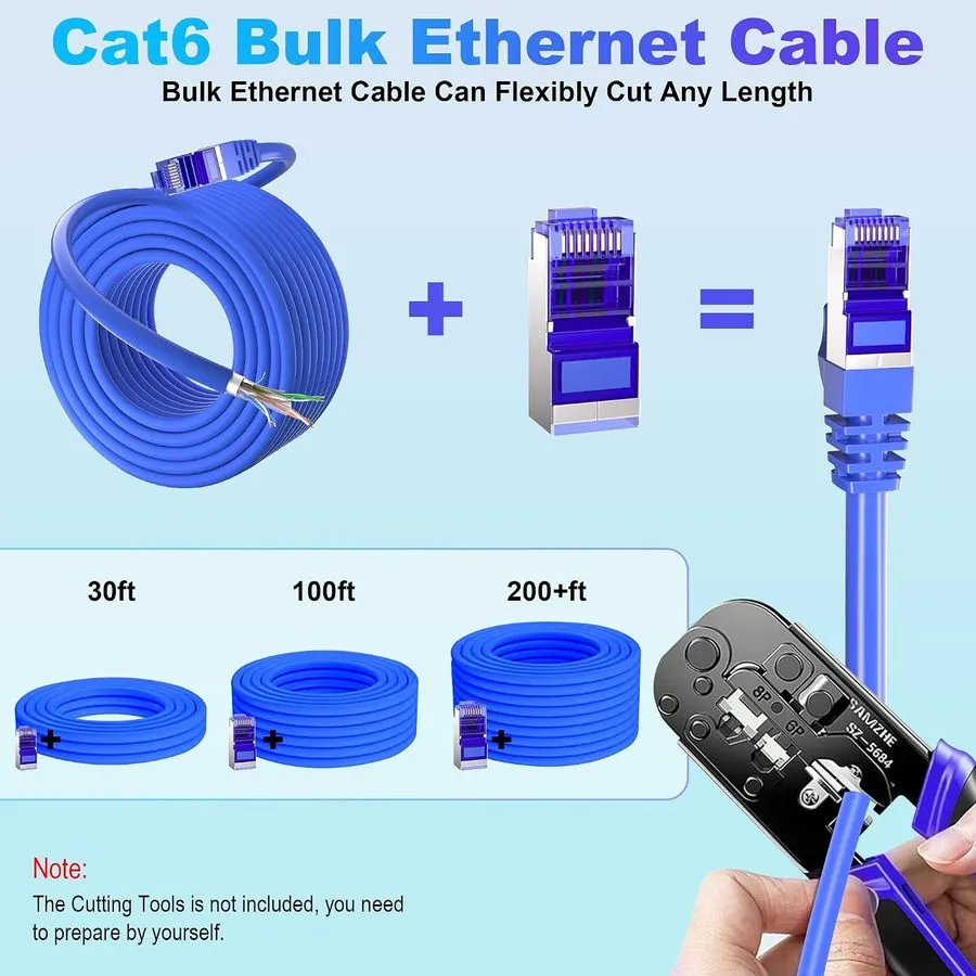 Кабель Cat 6 Outdoor Ethernet Cable Bulk 500Ft (30RJ45) Shielded Cat6 Cable — фото лота 1