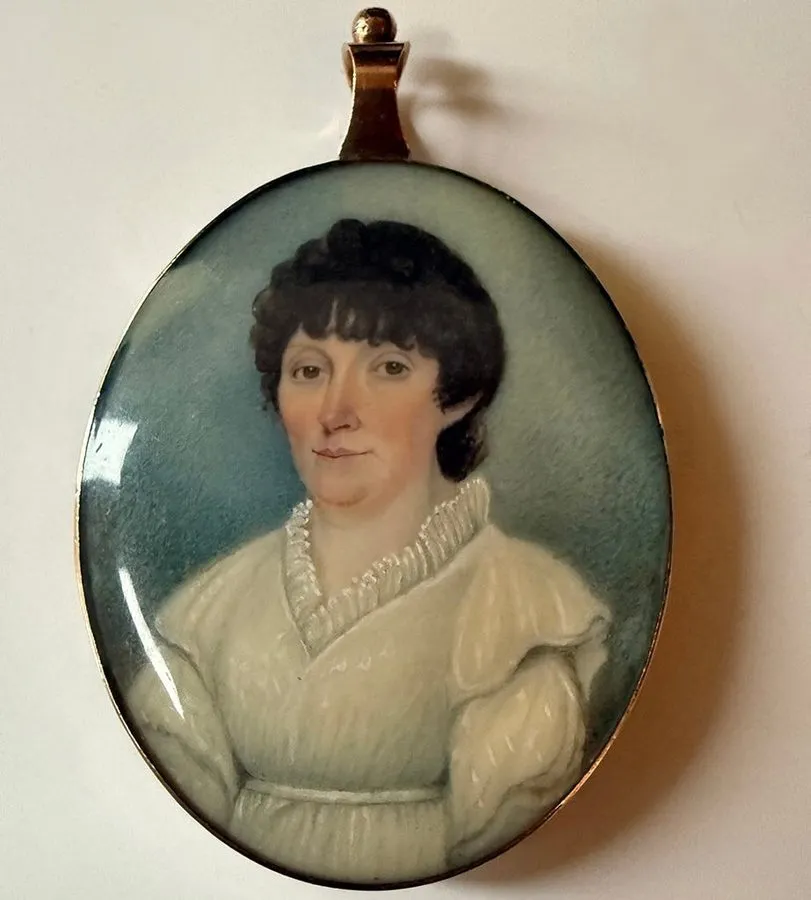 Лабораторный прибор Antique French Portrait Miniature, c1810-20 Woman w Guilloti — фото лота 1