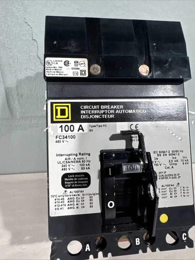 Автоматический выключатель Square D FC34100 circuit breaker Iline 3pole 100 amp 