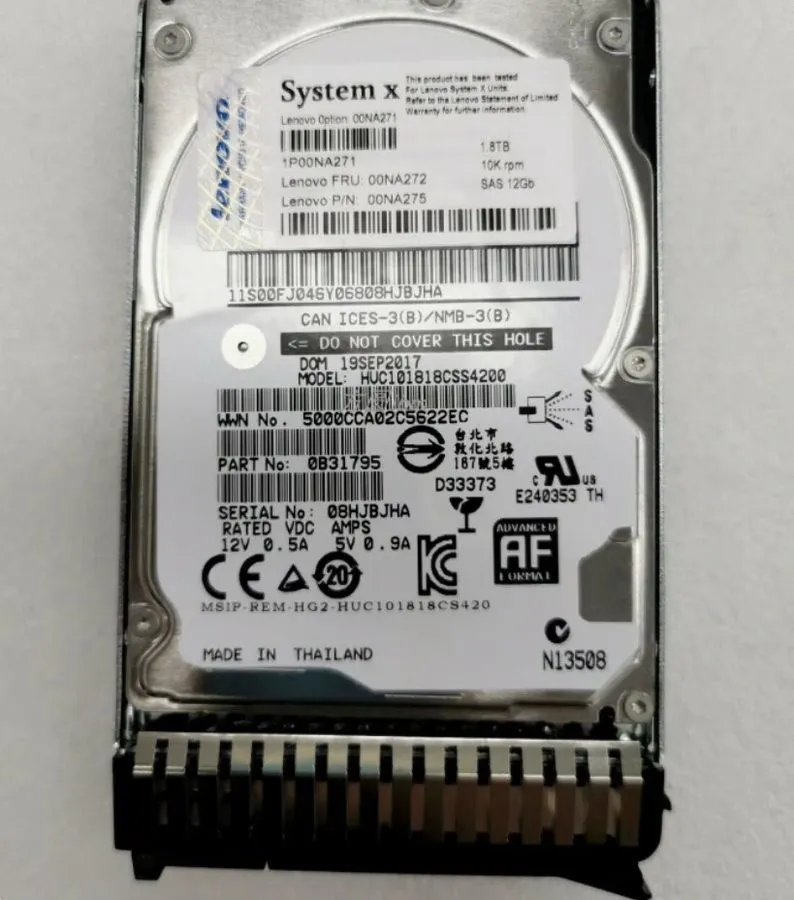 Жёсткий диск Lenovo IBM 1.8TB 10K 12GBps SAS 2.5" G3HS 512e HDD 00NA272 00NA275  — фото лота 1
