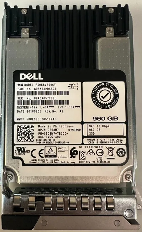 Сервер 0503M7 DELL PX05SVB096Y 960GB 2.5" SAS 12G PowerEdge R660 R770 Server SSD