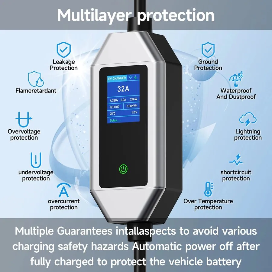Аккумулятор Type 2 Portable EV Charger 22KW 32A 3Phase Wallbox IEC62196-2 EVSE F — фото лота 2