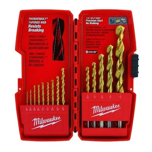 Режущий инструмент Milwaukee 48-89-0011 Titanium Drill Bit Set Thunderbolt Metal — фото лота 1
