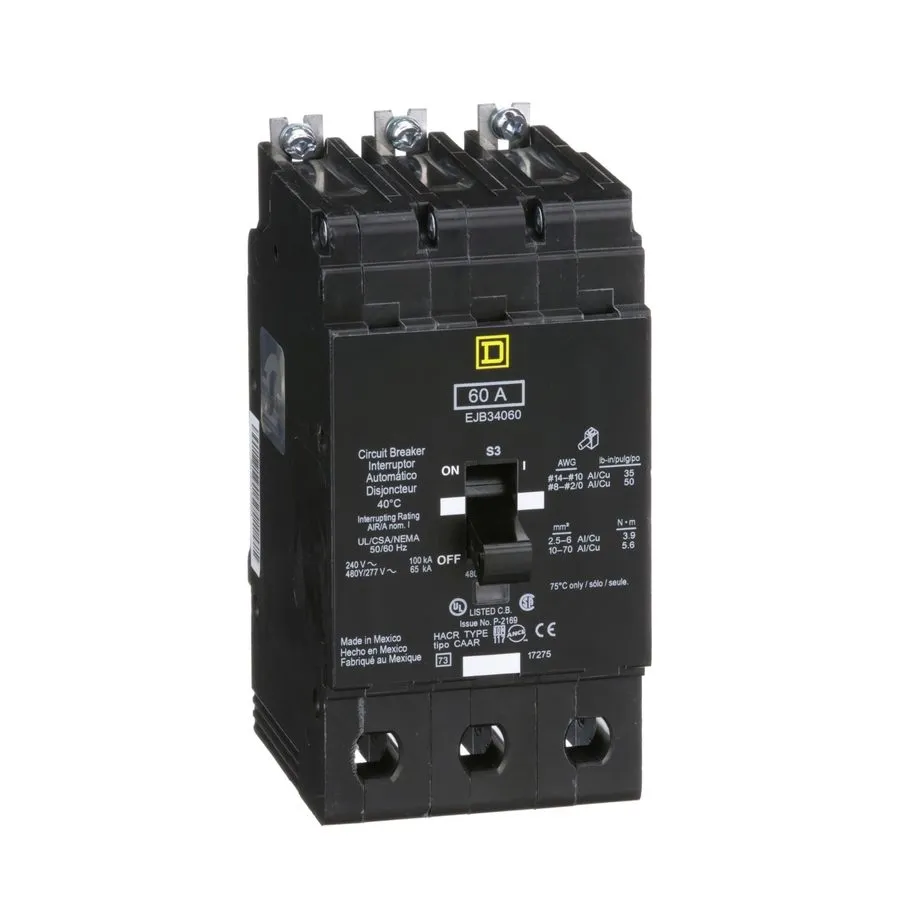Автоматический выключатель Square D EJB34060 60A 3P 480V Bolt-On Circuit Breaker