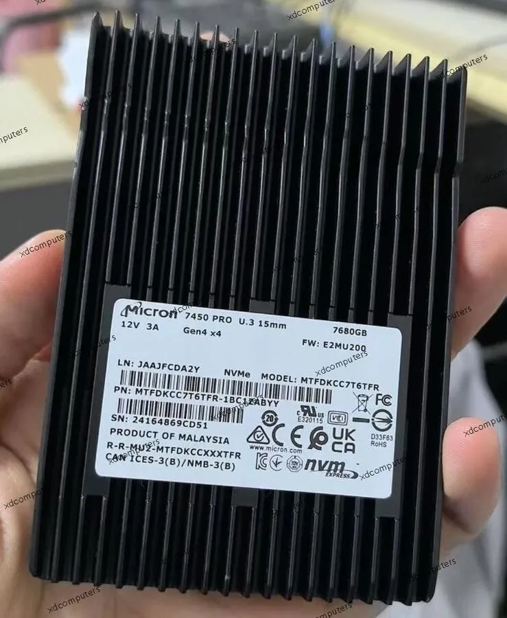 SSD-накопитель Micron 7450 PRO 7.68TB SSD U.3 15mm PCIe Gen4 x4 NVMe MTFDKCC7T6T