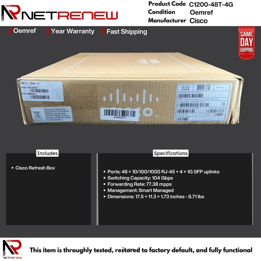 Коммутатор Refresh Cisco C1200-48T-4G Managed Smart Eligible 48Port Gigabit Swit