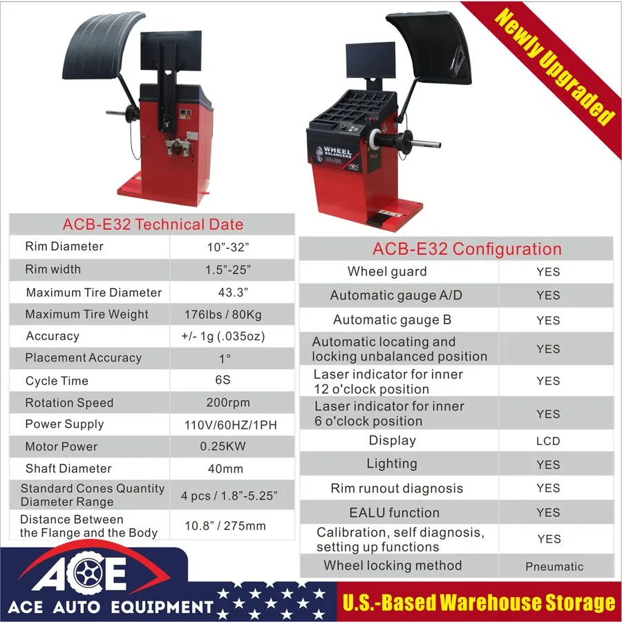 Балансировочный станок Tire Balancer Machine ACE-E32 Wheel Balancer ACE 3D Techn — фото лота 2