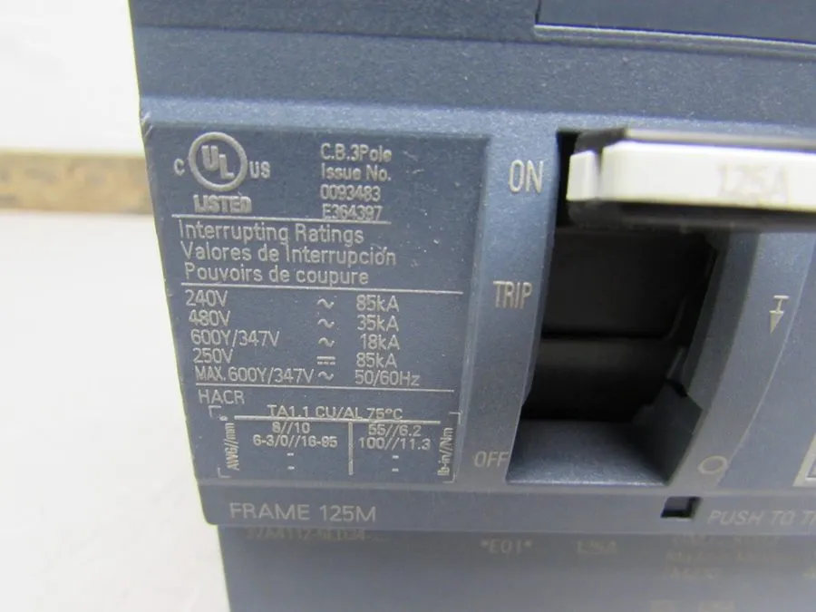 Автоматический выключатель Siemens 3VA4112-5ED34-0AA0 125A 600V Circuit breaker