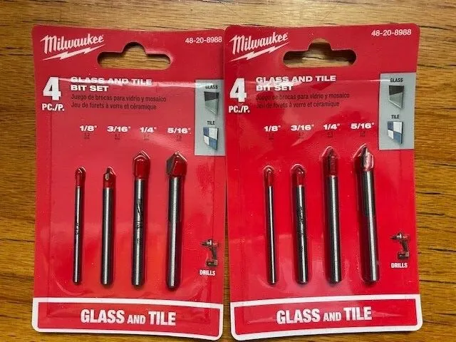 Режущий инструмент Milwaukee 48-20-8988 Tile & Glass Drill Bit Set 1/8 3/16 1/4 — фото лота 1