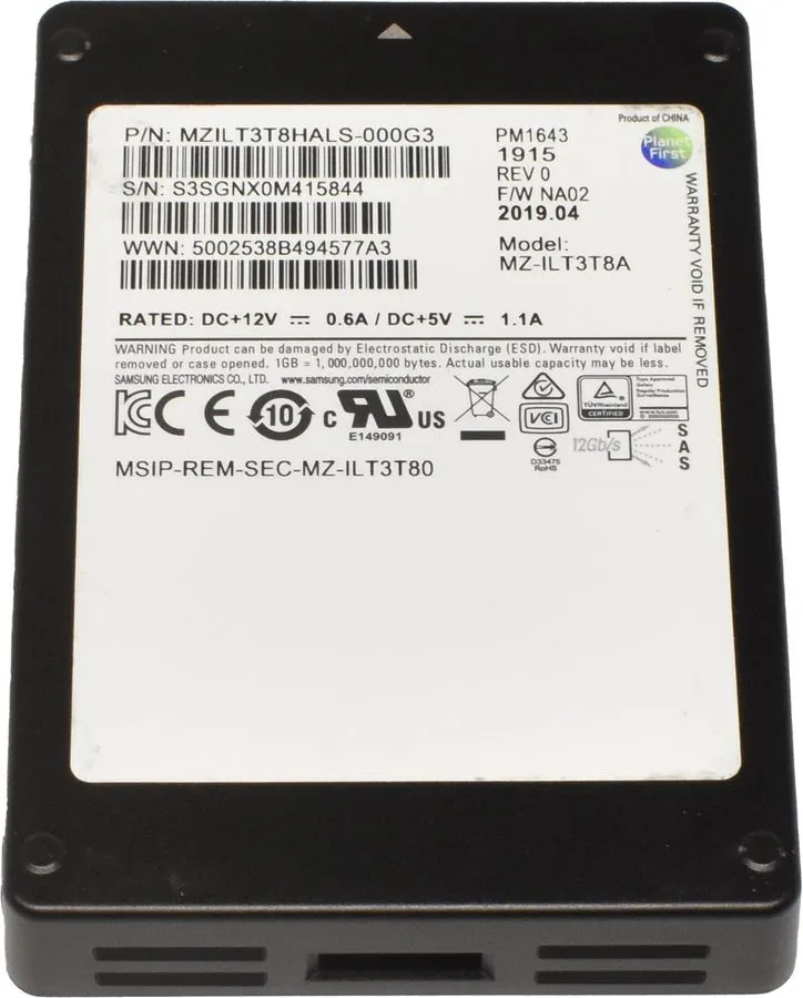 SSD-накопитель MZ-ILT3T8A SAMSUNG PM1643 3.84TB SAS 12G INTENSIVE 2.5'' SSD EMC 