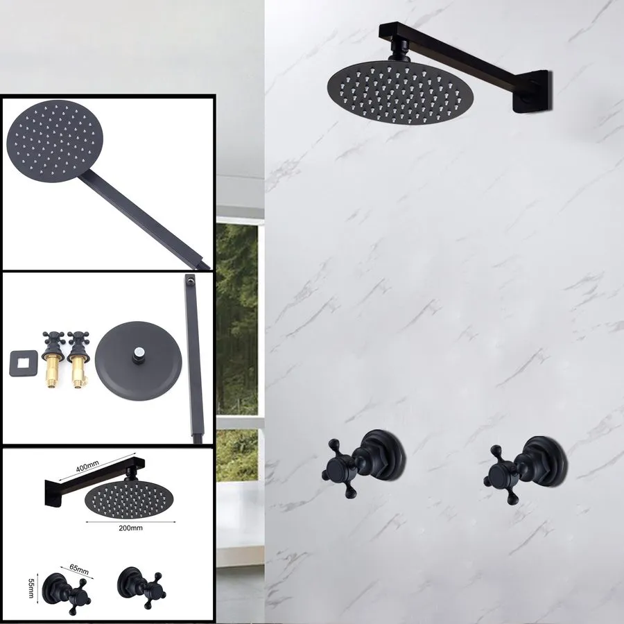 Клапан Shower Faucet Set Wall Mount 2-Handle Mixer Valve Tap Cold and Hot Round  — фото лота 2