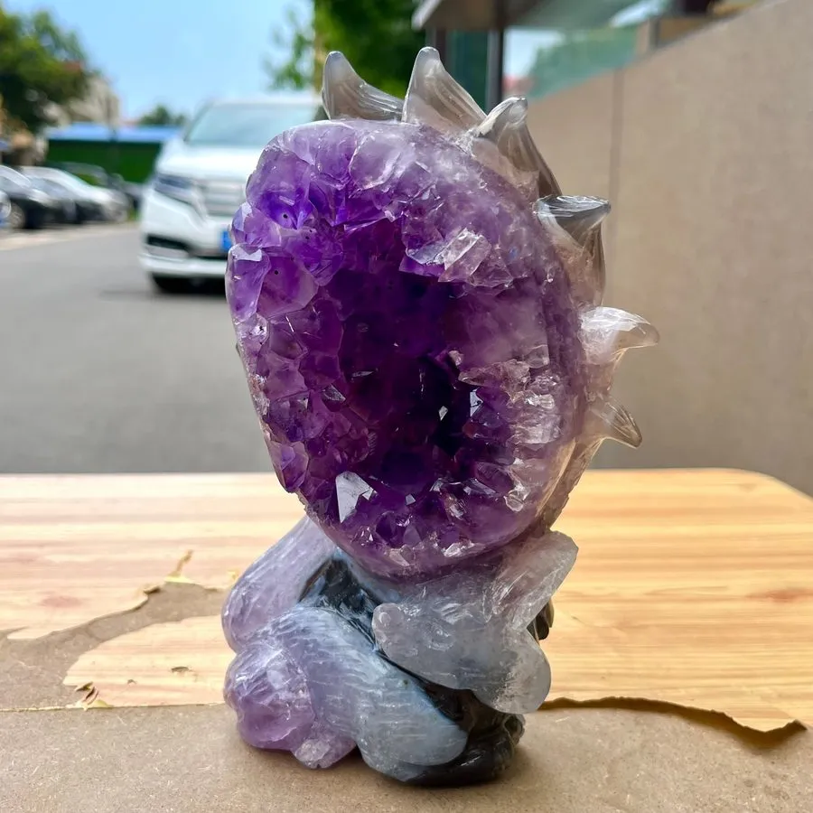Лабораторный прибор 3.63LB High quality amethyst crystal cave nine tailed fox ha