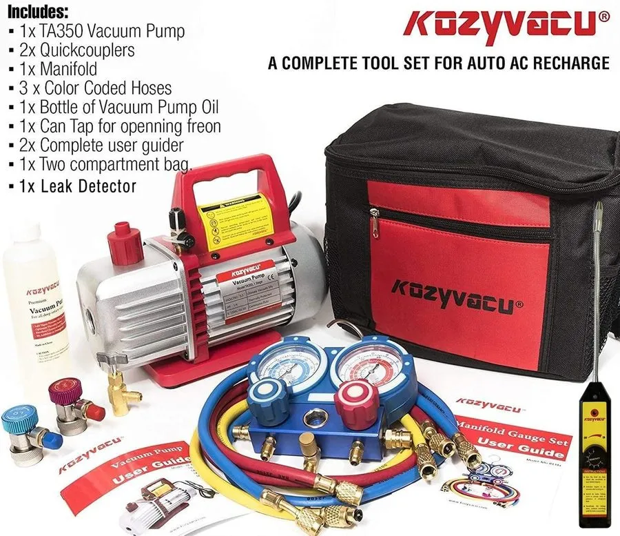 Насос 1/3 HP 1-Stage HVAC Vacuum Pump and 4 Way AC Manifold Gauge Set with 4.5 C — фото лота 1