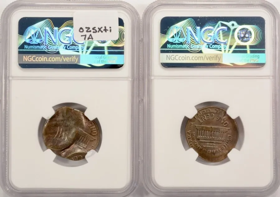 Лабораторный прибор 1970-D 1c Lincoln Cent 2 Coin Mated Pair Multi-Struck NGC MS — фото лота 1