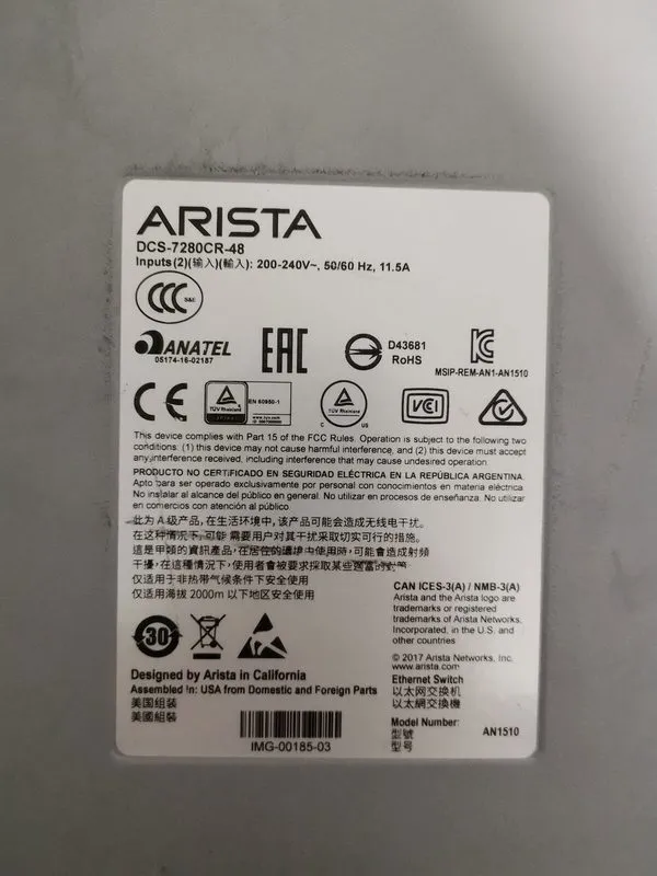 Коммутатор Arista DCS-7280CR-48-F 48x QSFP28 100Gb 8x QSFP+ 40Gb Ethernet Switch — фото лота 4