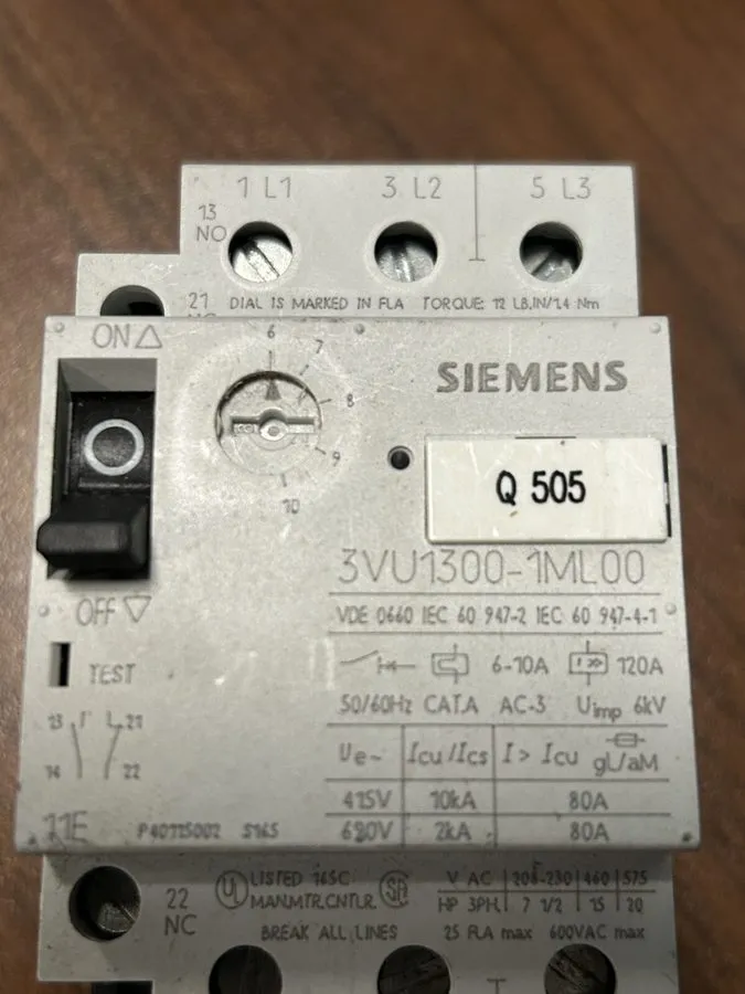 Автоматический выключатель SIEMENS 3VU1300-1ML00 MOTOR PROTECTION CIRCUIT BREAKE — фото лота 2