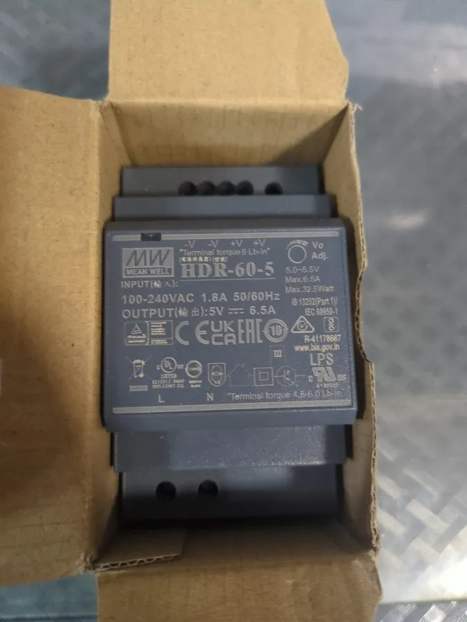 Блок питания Mean Well HDR-60-5 32W 5V 6.5A Hat Rails Power Supply DIN-RAIL — фото лота 1
