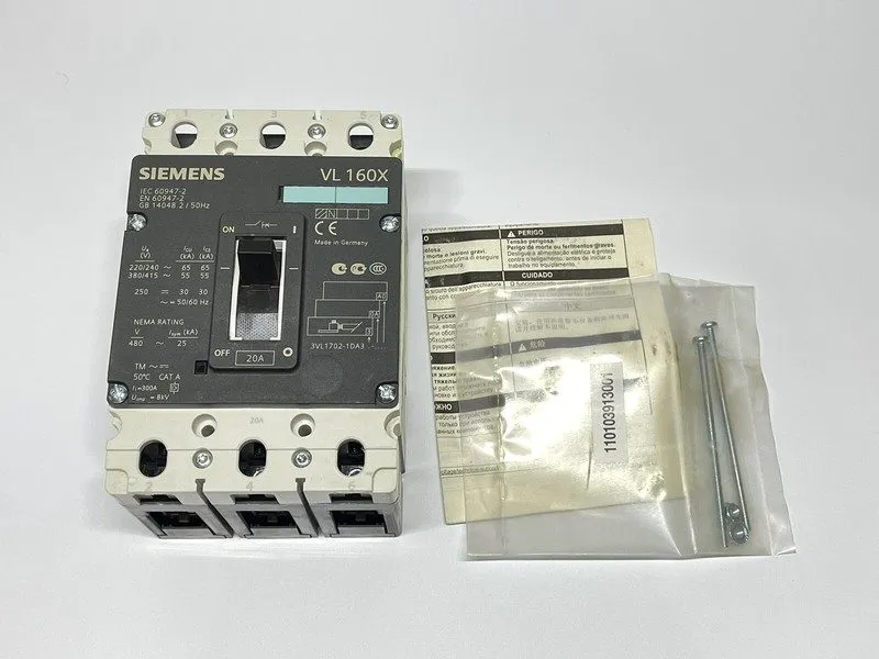 Автоматический выключатель SIEMENS 3VL1702-1DA33-0AA0 Circuit Breaker 20A 3 Pole — фото лота 1