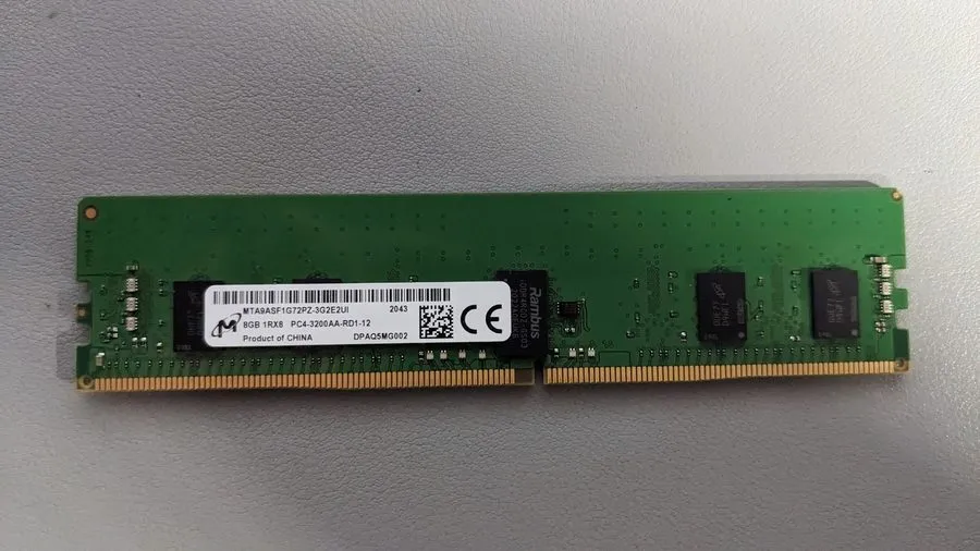 Модуль памяти Micron 8GB 1Rx8 PC4-3200AA-RD1-12 ECC REG Server Memory MTA9ASF1G7 — фото лота 1