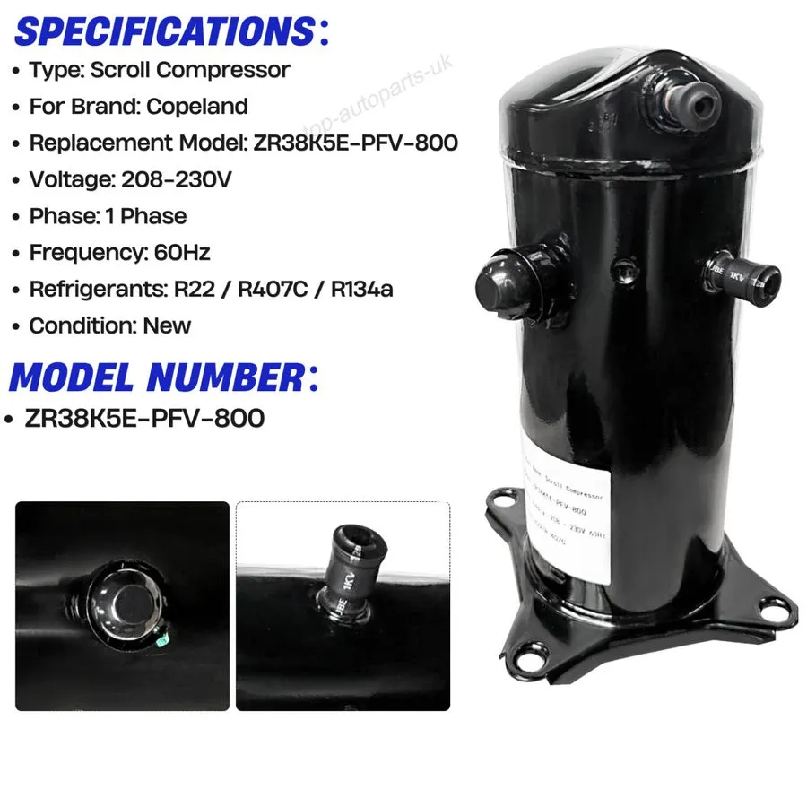Компрессор Compressor/ Copeland ZR38K5E-PFV-800 Scroll/ HP 3-4.25/ 208-230V, 1 P