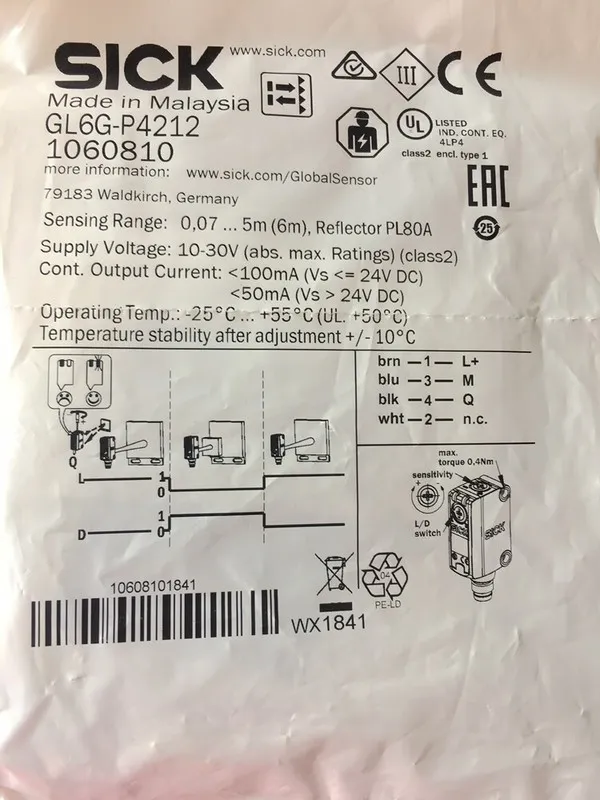 Фотоэлектрический датчик SICK GL6G-P4212 photoelectric switch Sensor