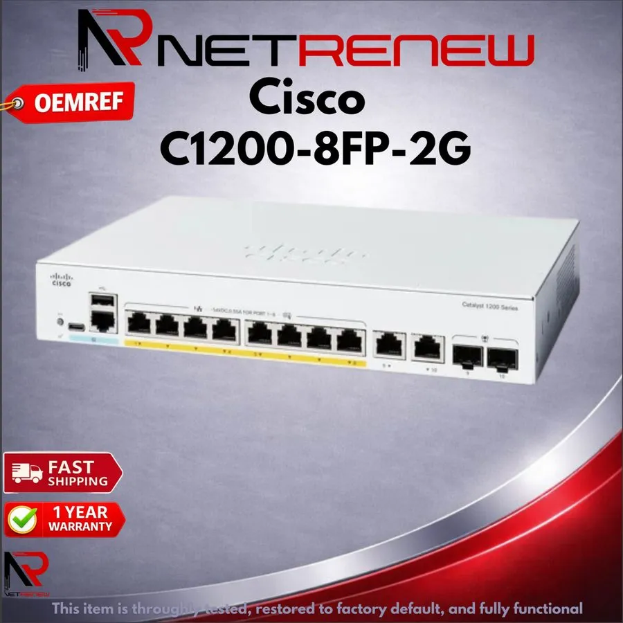 Коммутатор Cisco Catalyst C1200-8FP-2G 8-Port PoE+ Managed Switch 120W