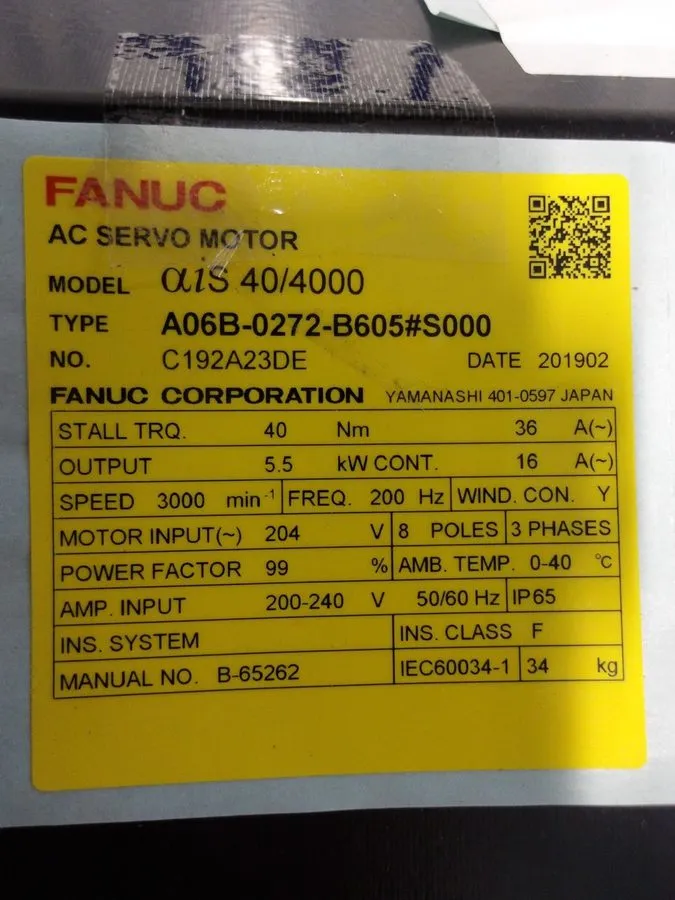 Серводвигатель FANUC AC SERVO MOTOR A06B-0272-B605
