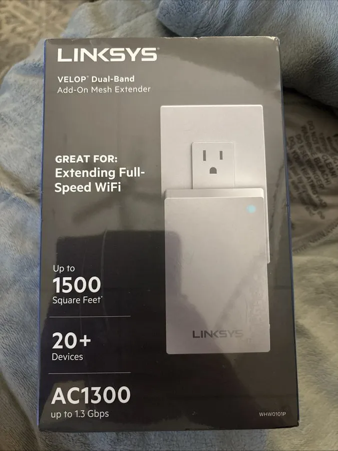 Объектив Linksys Velop Plug-In AC1300 Dual-Band Wi-Fi Add-On Mesh Extender WHW01