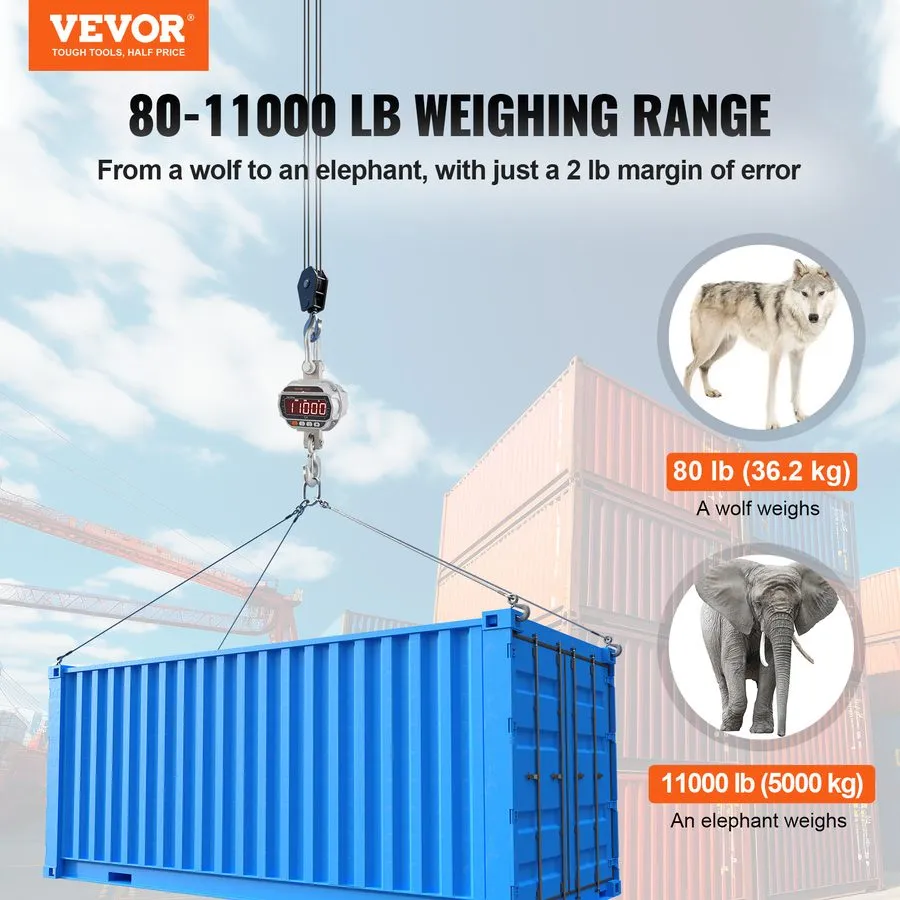 Весы Digital Crane Scale, 11000 lbs/5000 kg, Industrial Heavy Duty Hanging Scale