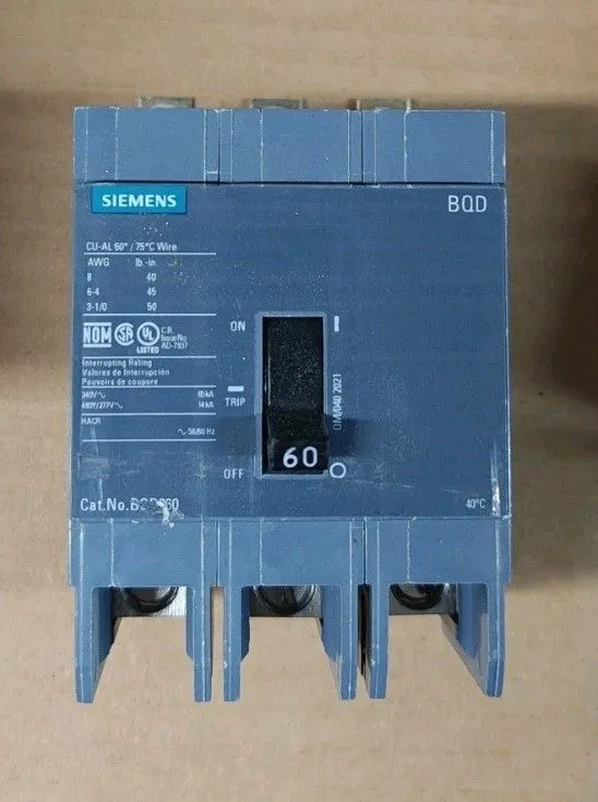 Автоматический выключатель Siemens BQD360 60A, 480V AC Molded Case Circuit Break