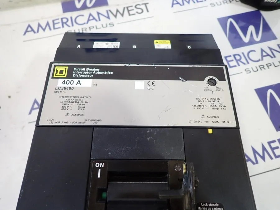 Автоматический выключатель Square D LC36400 400 Amp 600V 3 Pole 65KA@480V I-Line