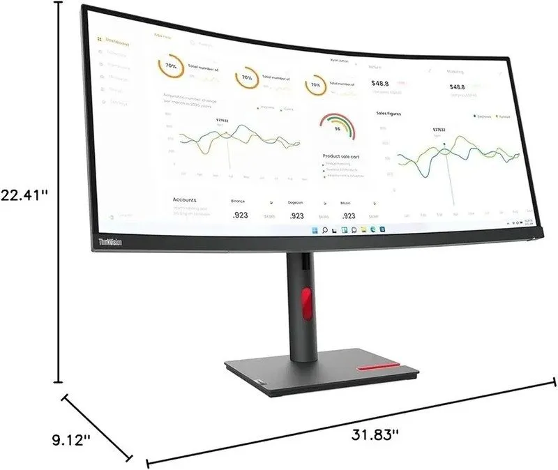 Монитор Lenovo ThinkVision T34w-30 34' WQHD Monitor 1500R Curve 4K 3440x1440 21: