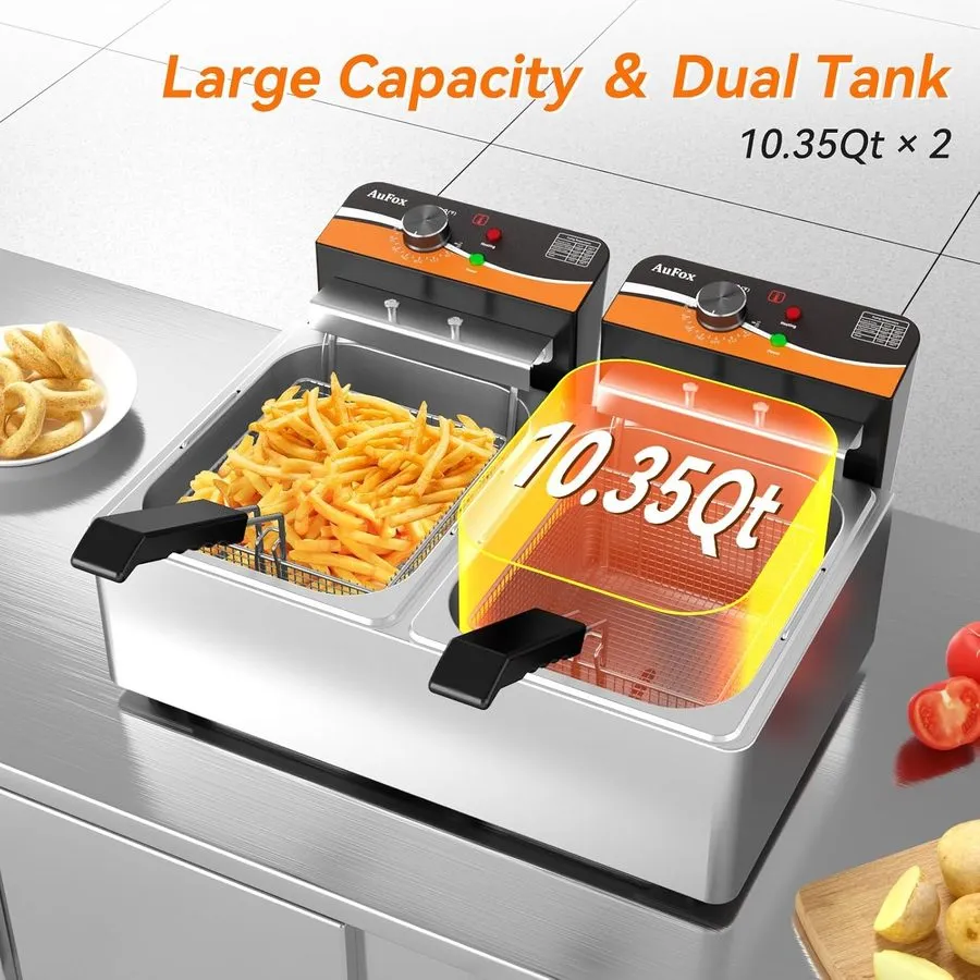 Фритюрница Commercial Deep Fryer 20.7QT Countertop Fryer W/ Baskets