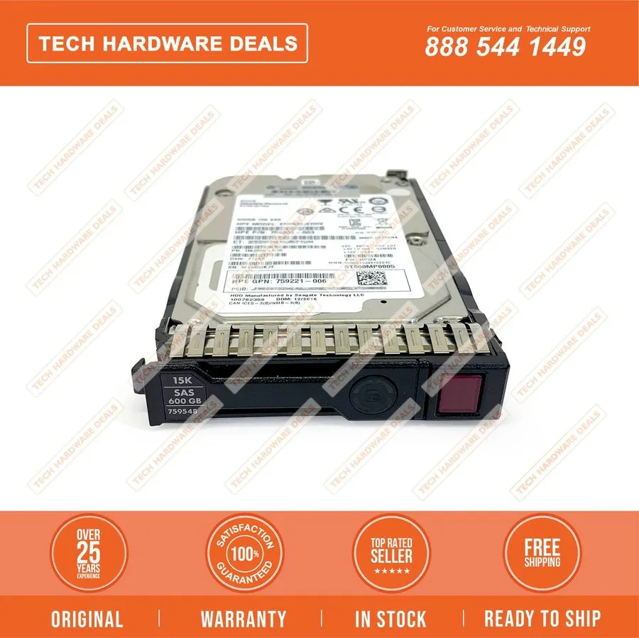 Жёсткий диск HPE 759212-B21 759548-001 HP 600GB 12Gb/s 15K SFF 2.5" SAS SC HDD H