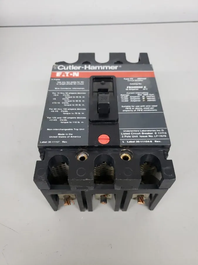 Автоматический выключатель Eaton Cutler Hammer FS340050A 50 Amp 3P 480V Circuit 