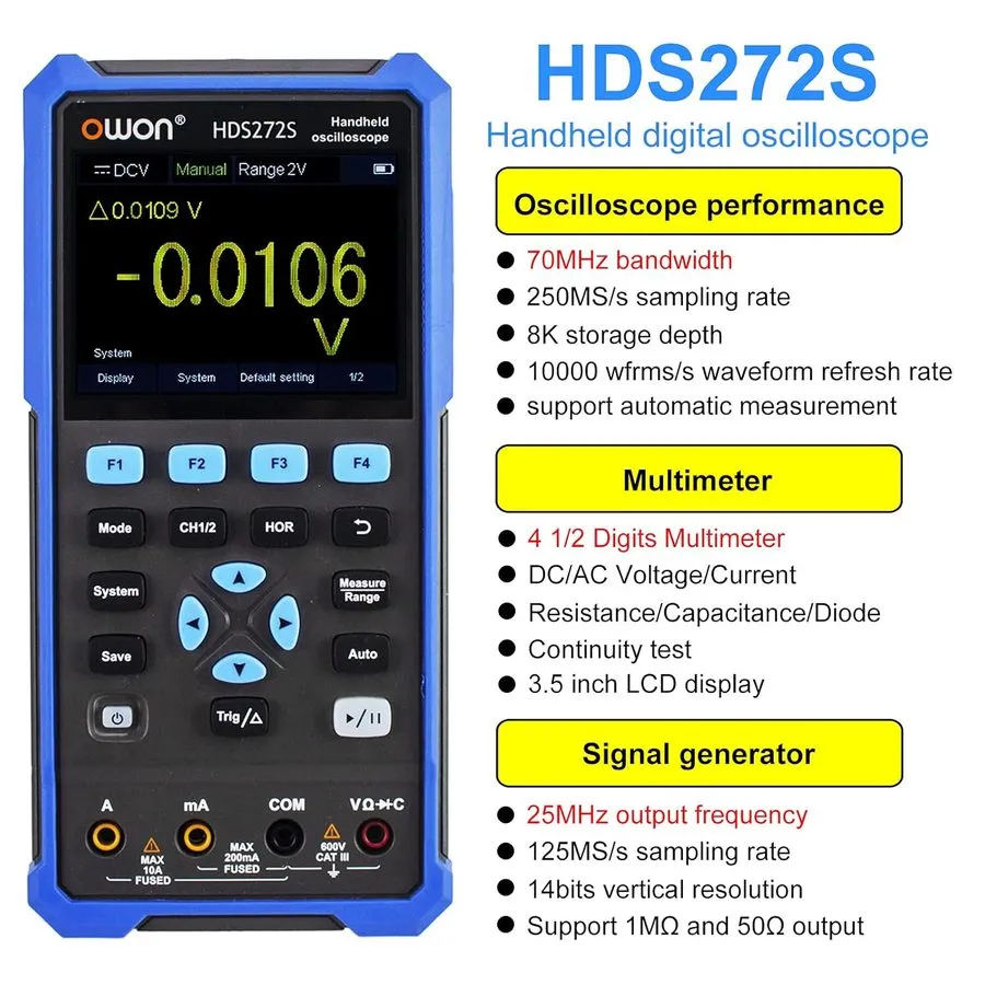 Осциллограф HDS272S 3 In1 Handheld Digital Oscilloscope Waveform Generator Multi — фото лота 1