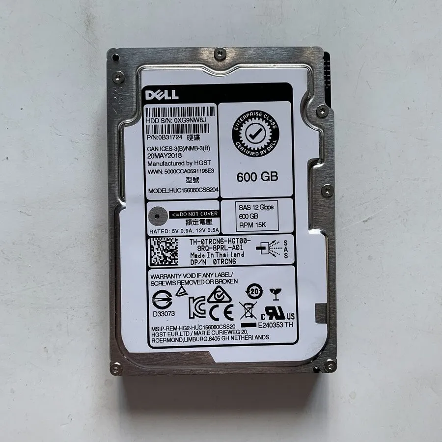 Жёсткий диск Dell TRCN6 0TRCN6 600GB 15K SAS 2.5" 12Gb/s HDD Hard Drive HUC15606
