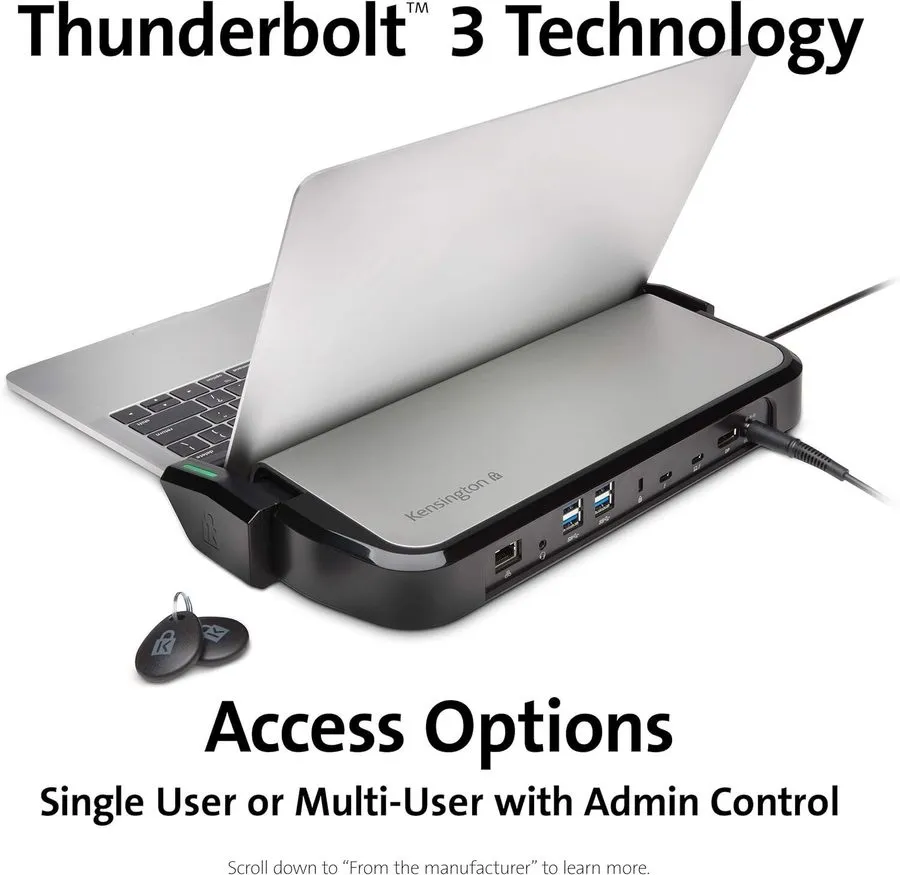 Док-станция Kensington LD5400T Thunderbolt 3 Dual 4K Dock w/K-Fob Smart Lock, 85