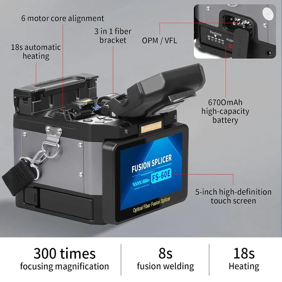 Сварочный аппарат FS-60E Fiber Optic Fusion Splicer 6 Motor Core Alignment FTTH  — фото лота 1