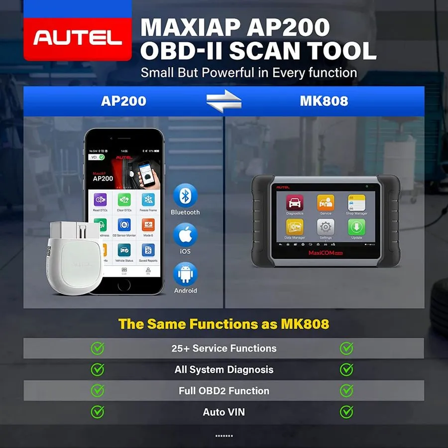 Диагностический сканер Autel MaxiAP AP200 OBD2 Scanner Bluetooth, Wireless Scann — фото лота 1