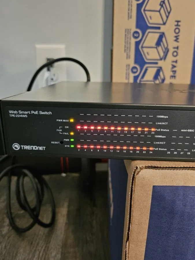 Коммутатор TRENDnet TPE-224WS 24-Port 10/100 Web Smart PoE+ Switch 193W SFP