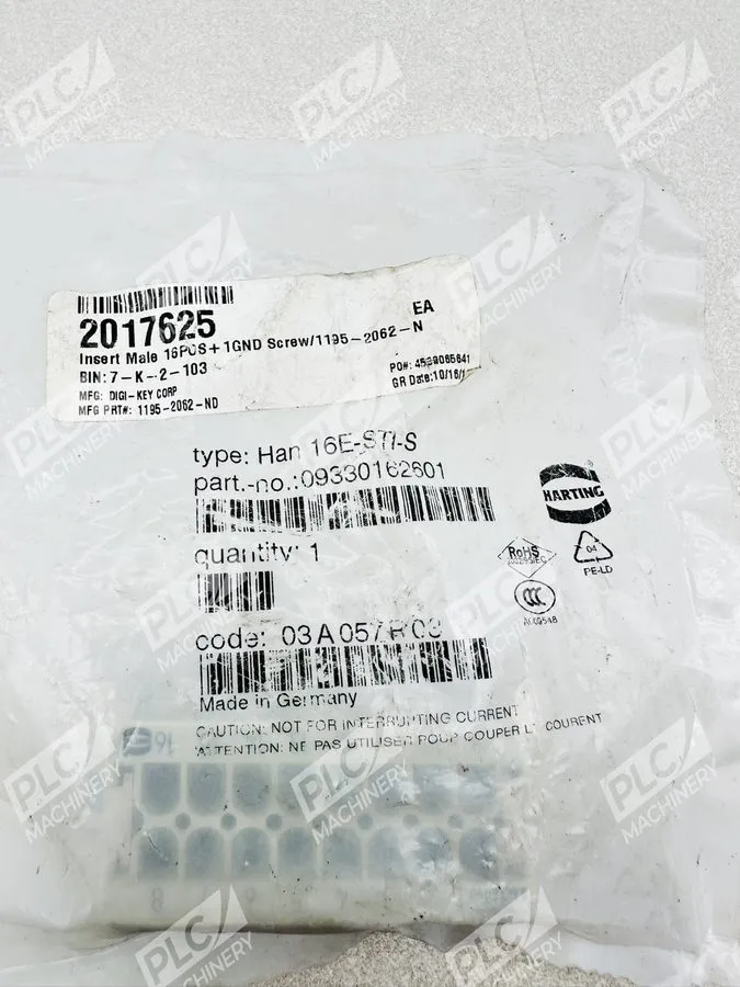 Разъём Harting Han16E-STI-S Male Insert Heavy Duty Connector 09330162601 — фото лота 1