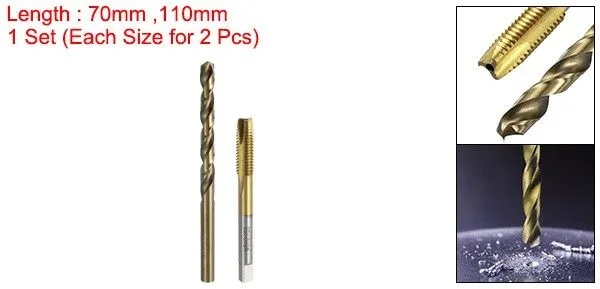 Режущий инструмент M8x1.25 Spiral Point Tap Ti-Coated 6.8mm Drill Bit Roasted Ye