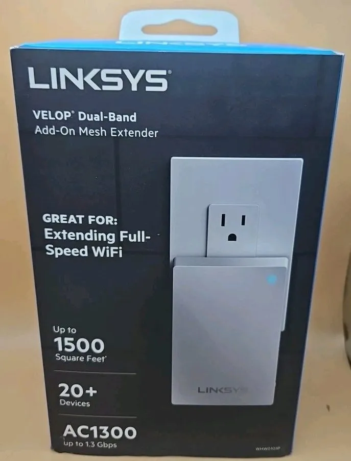 Объектив Linksys Velop Plug-In AC1300 Dual-Band Wi-Fi Add-On Mesh Extender WHW01 — фото лота 1