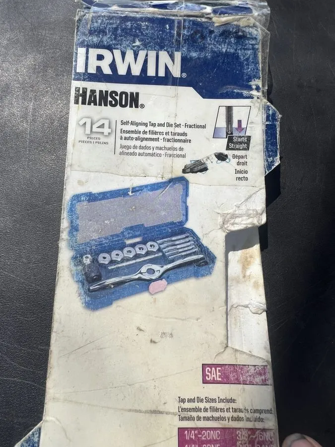 Режущий инструмент IRWIN 1897566 14-Piece Metric Tap & Die Set Hanson Self-Align — фото лота 2